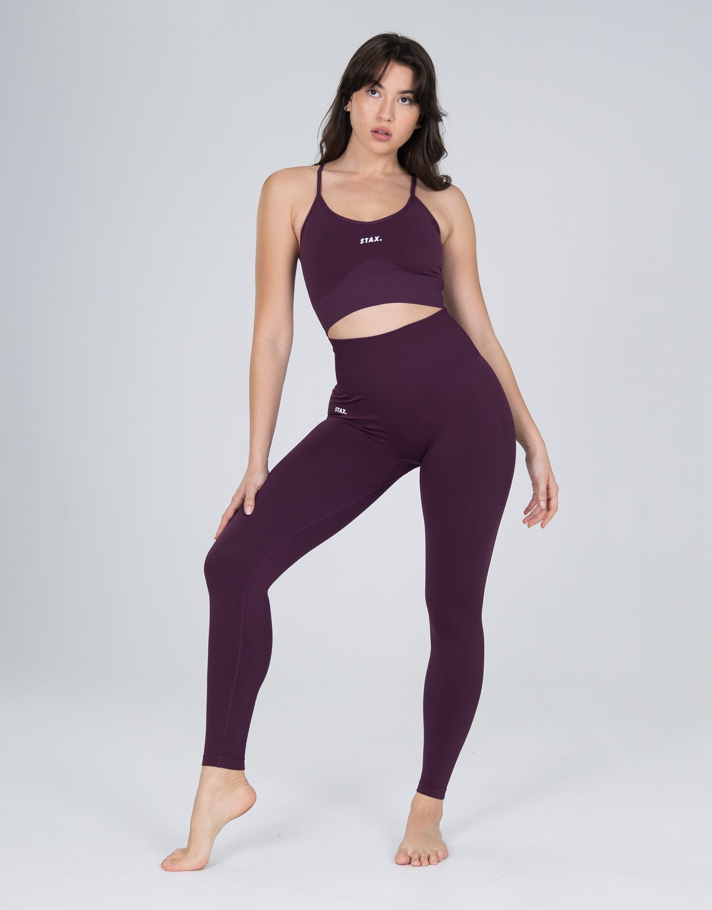 Premium Seamless V6 Strappy Crop - Amarnth (Burgundy)