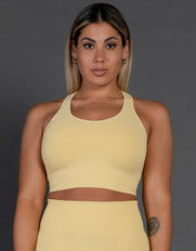 STAX. Premium Seamless V4 Racer Crop - Flaxen Yellow