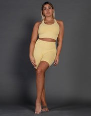 STAX. Premium Seamless V4 Racer Crop - Flaxen Yellow