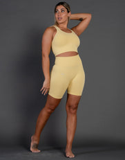 STAX. Premium Seamless V4 Midi Bike Shorts - Flaxen Yellow