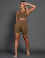 STAX. Premium Seamless V4 Midi Bike Shorts - Birch Brown